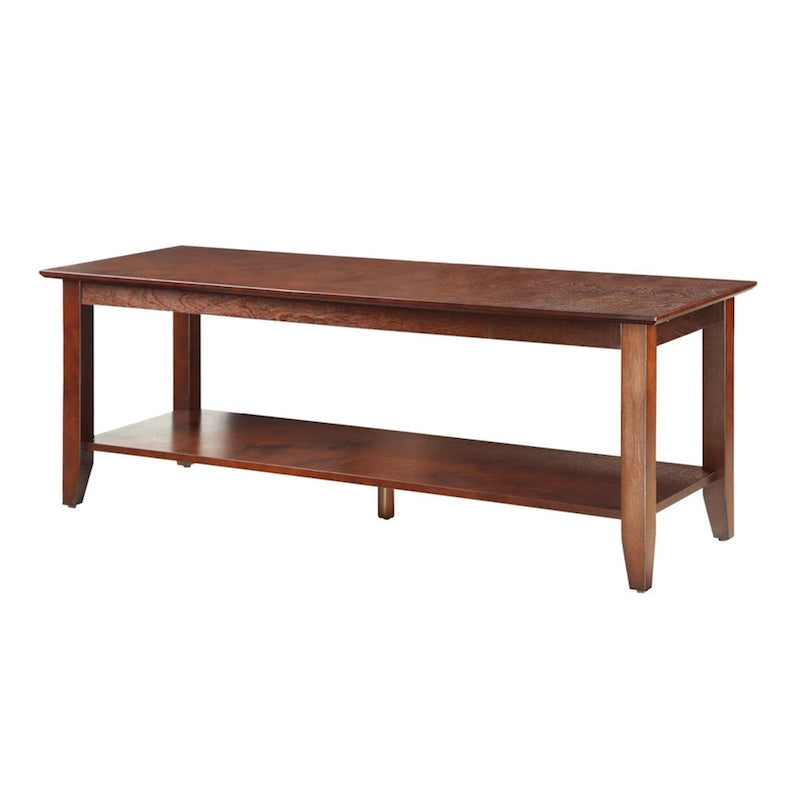 Table basse à 2 niveaux avec étagère inférieure, couleurs noir/expresso/cerise/gris/blanc, places 1+