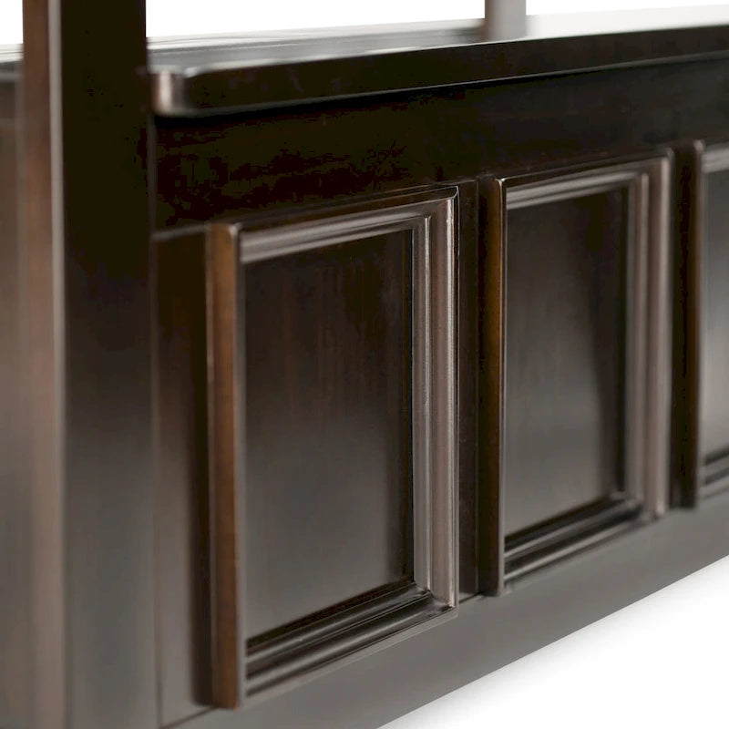 Banc de rangement en bois massif – Marron foncé / Gris / Blanc / Noir, avec couvercle à charnière, 2 places