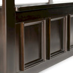 Banc de rangement en bois massif – Marron foncé / Gris / Blanc / Noir, avec couvercle à charnière, 2 places