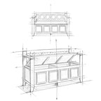 Banc de rangement en bois massif – Marron foncé / Gris / Blanc / Noir, avec couvercle à charnière, 2 places