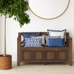Banc de rangement en bois massif – Marron foncé / Gris / Blanc / Noir, avec couvercle à charnière, 2 places