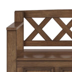 Banc de rangement en bois massif – Marron foncé / Gris / Blanc / Noir, avec couvercle à charnière, 2 places