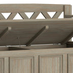 Banc de rangement en bois massif – Marron foncé / Gris / Blanc / Noir, avec couvercle à charnière, 2 places