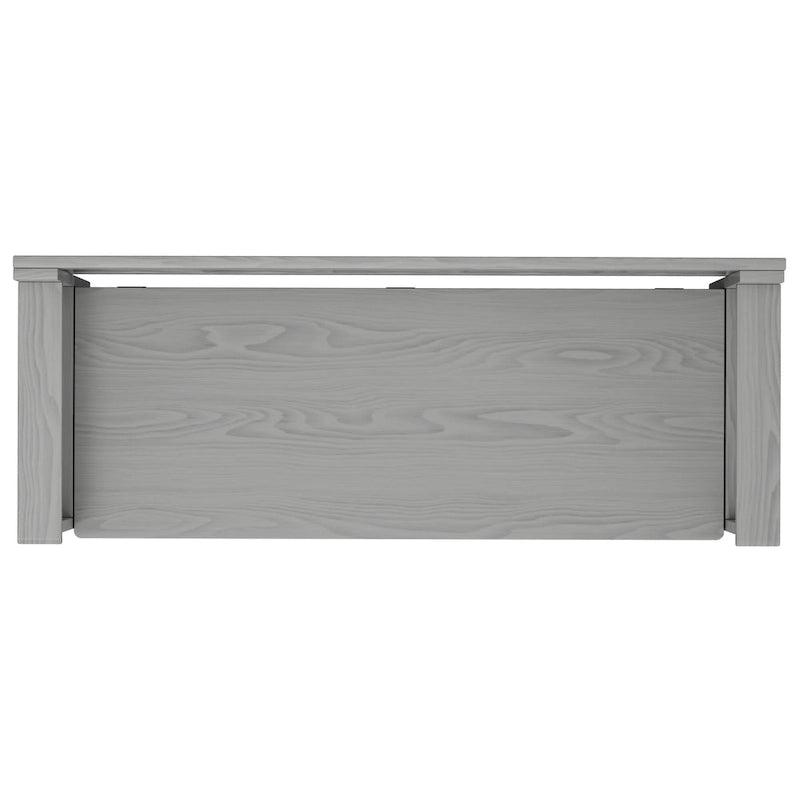 Banc de rangement en bois massif – Marron foncé / Gris / Blanc / Noir, avec couvercle à charnière, 2 places