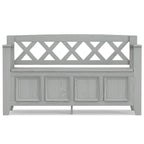 Banc de rangement en bois massif – Marron foncé / Gris / Blanc / Noir, avec couvercle à charnière, 2 places