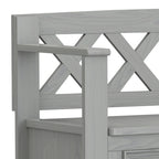 Banc de rangement en bois massif – Marron foncé / Gris / Blanc / Noir, avec couvercle à charnière, 2 places
