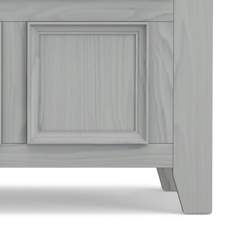 Banc de rangement en bois massif – Marron foncé / Gris / Blanc / Noir, avec couvercle à charnière, 2 places