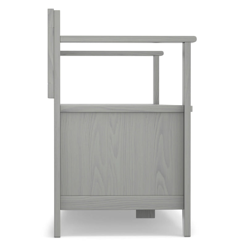 Banc de rangement en bois massif – Marron foncé / Gris / Blanc / Noir, avec couvercle à charnière, 2 places