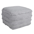 Pouf ottoman rayé en coton gris clair / marine / beige / bleu layette – 1 personne