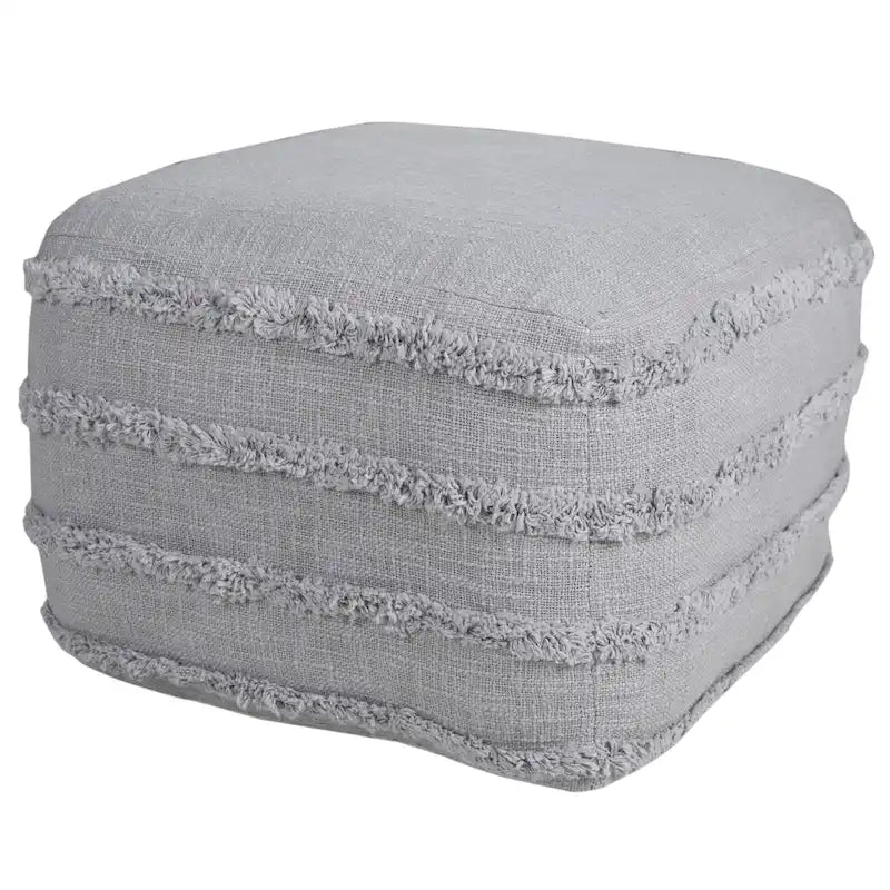 Pouf ottoman rayé en coton gris clair / marine / beige / bleu layette – 1 personne