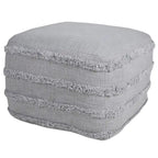 Pouf ottoman rayé en coton gris clair / marine / beige / bleu layette – 1 personne