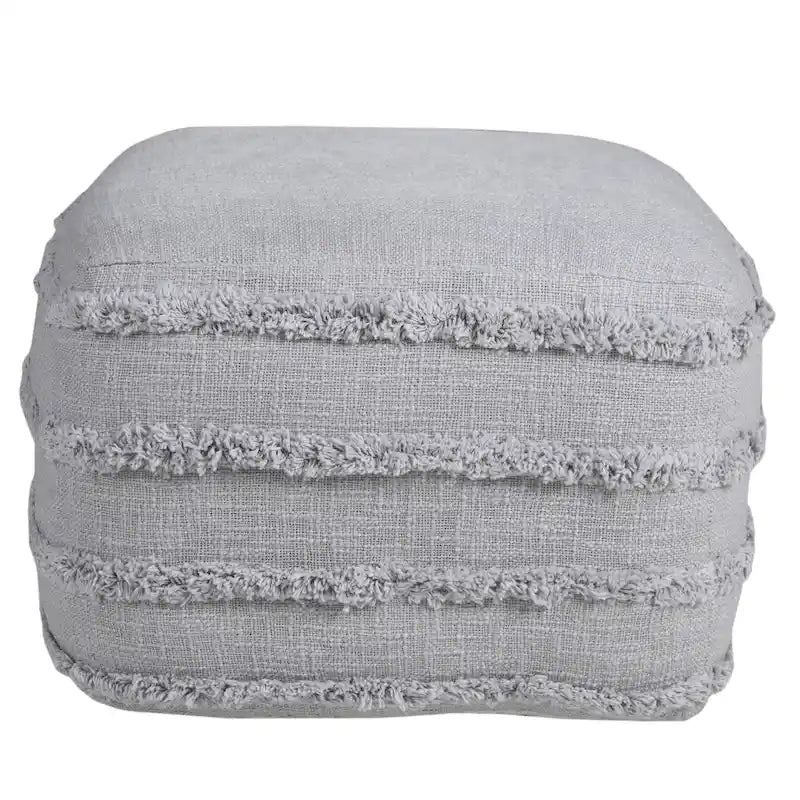 Pouf ottoman rayé en coton gris clair / marine / beige / bleu layette – 1 personne