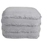 Pouf ottoman rayé en coton gris clair / marine / beige / bleu layette – 1 personne
