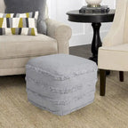 Pouf ottoman rayé en coton gris clair / marine / beige / bleu layette – 1 personne