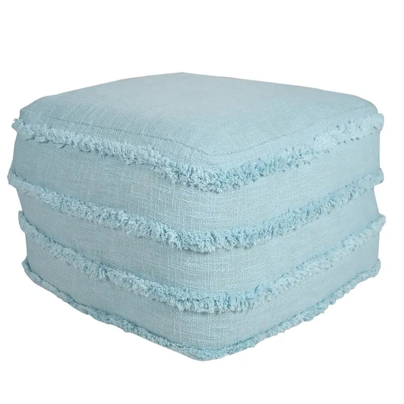 Pouf ottoman rayé en coton gris clair / marine / beige / bleu layette – 1 personne