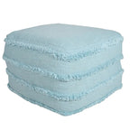 Pouf ottoman rayé en coton gris clair / marine / beige / bleu layette – 1 personne