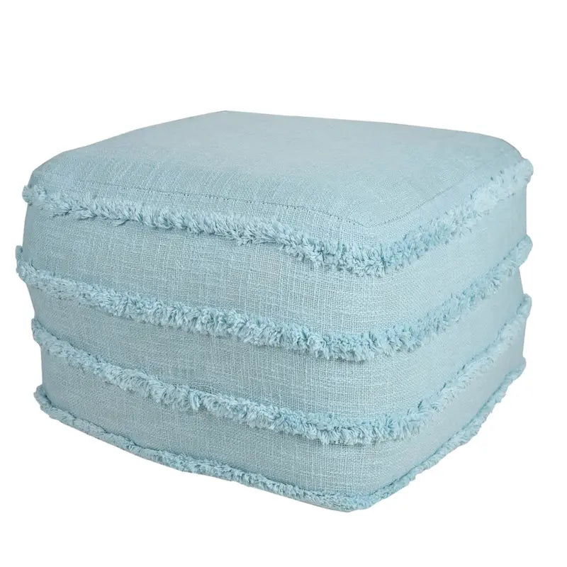 Pouf ottoman rayé en coton gris clair / marine / beige / bleu layette – 1 personne