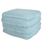 Pouf ottoman rayé en coton gris clair / marine / beige / bleu layette – 1 personne