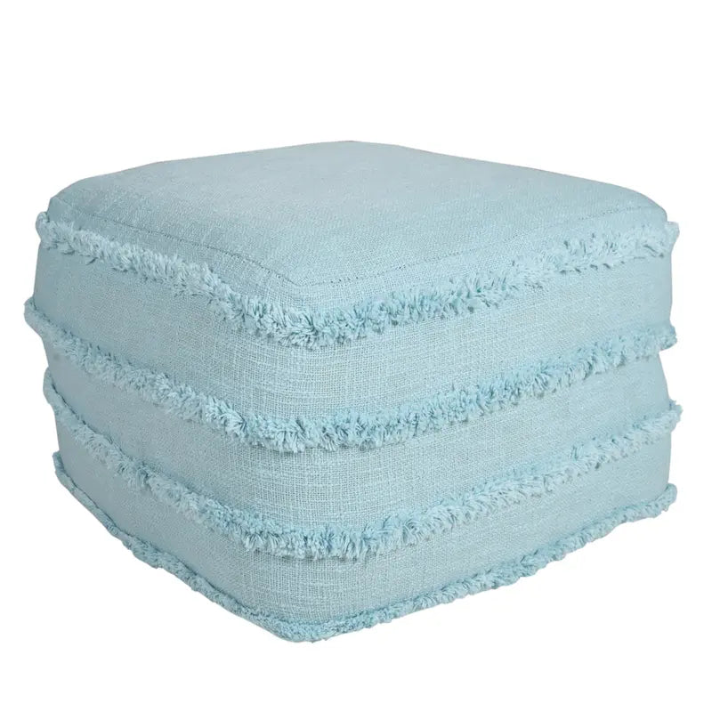 Pouf ottoman rayé en coton gris clair / marine / beige / bleu layette – 1 personne