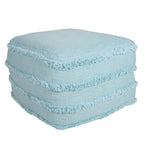 Pouf ottoman rayé en coton gris clair / marine / beige / bleu layette – 1 personne