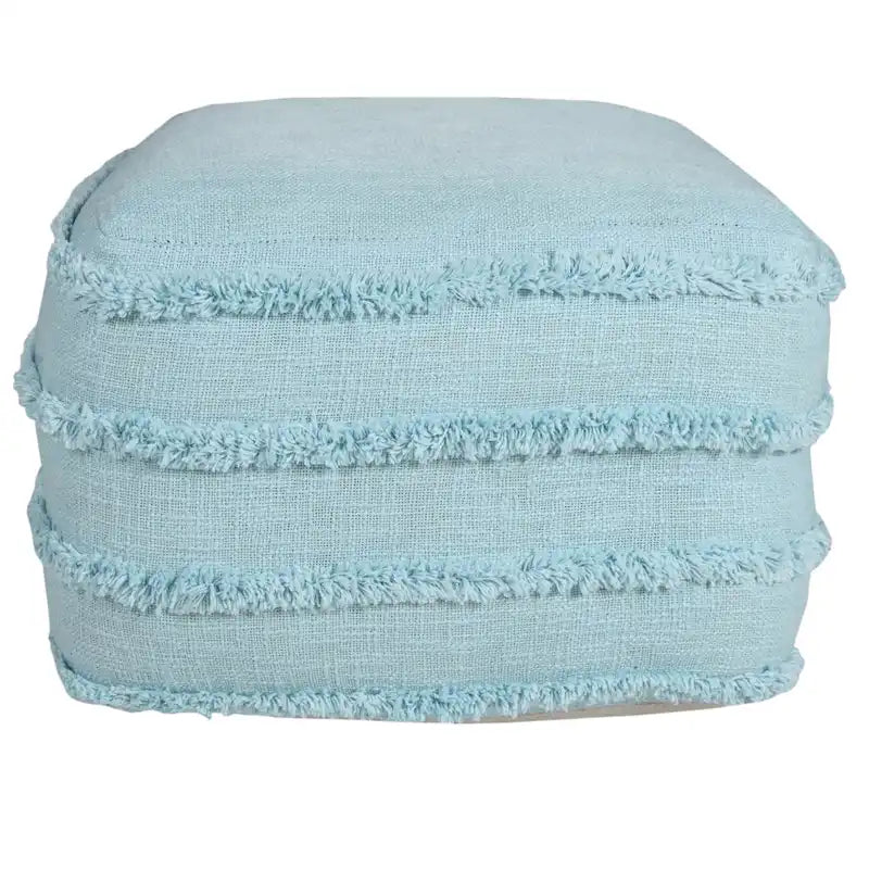 Pouf ottoman rayé en coton gris clair / marine / beige / bleu layette – 1 personne