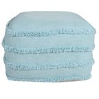 Pouf ottoman rayé en coton gris clair / marine / beige / bleu layette – 1 personne