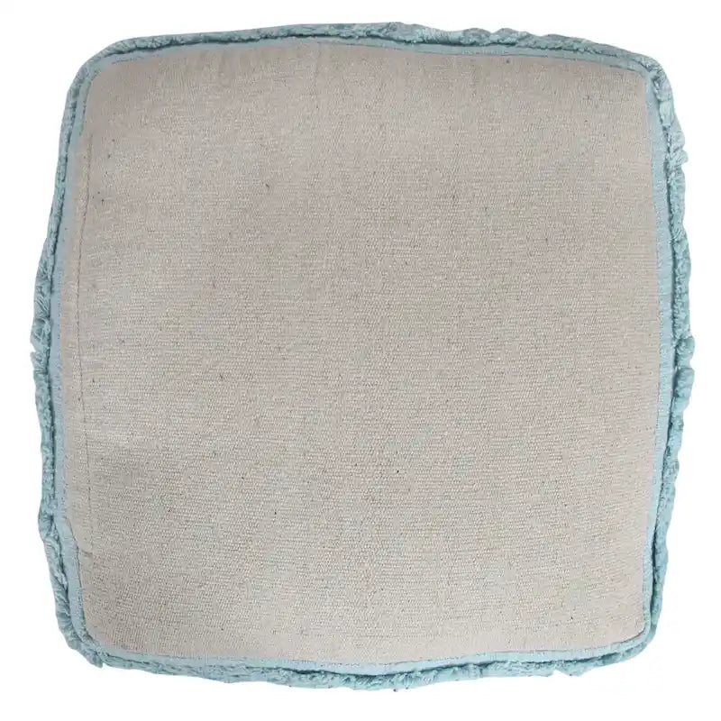 Pouf ottoman rayé en coton gris clair / marine / beige / bleu layette – 1 personne