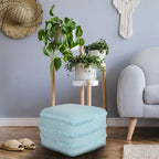 Pouf ottoman rayé en coton gris clair / marine / beige / bleu layette – 1 personne