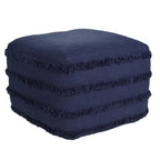 Pouf ottoman rayé en coton gris clair / marine / beige / bleu layette – 1 personne