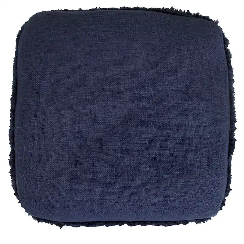 Pouf ottoman rayé en coton gris clair / marine / beige / bleu layette – 1 personne