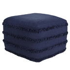 Pouf ottoman rayé en coton gris clair / marine / beige / bleu layette – 1 personne