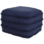 Pouf ottoman rayé en coton gris clair / marine / beige / bleu layette – 1 personne