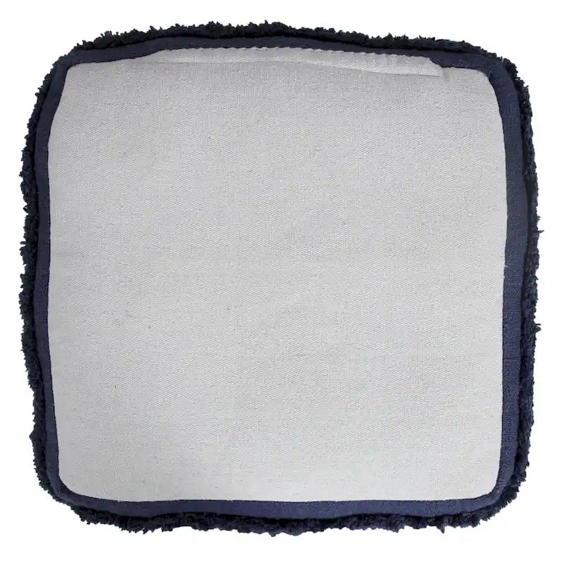 Pouf ottoman rayé en coton gris clair / marine / beige / bleu layette – 1 personne