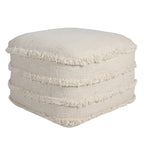 Pouf ottoman rayé en coton gris clair / marine / beige / bleu layette – 1 personne