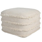 Pouf ottoman rayé en coton gris clair / marine / beige / bleu layette – 1 personne