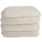 Pouf ottoman rayé en coton gris clair / marine / beige / bleu layette – 1 personne