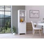 Meuble de rangement blanc à porte unique avec étagères ouvertes