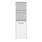 Meuble de rangement blanc à porte unique avec étagères ouvertes