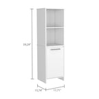 Meuble de rangement blanc à porte unique avec étagères ouvertes