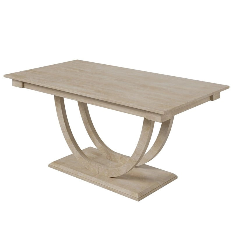 Ensemble de salle à manger moderne 6 places en bois naturel/gris, avec banc et 4 chaises