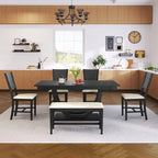 Ensemble de salle à manger moderne 6 places en bois naturel/gris, avec banc et 4 chaises