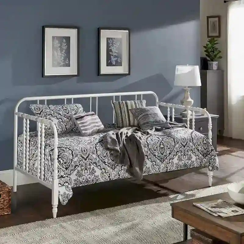 Lit de repos en métal noir et blanc pour 1 personne