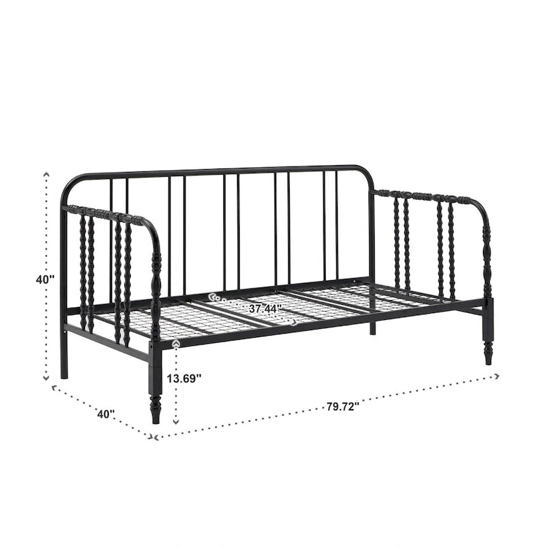Lit de repos en métal noir et blanc pour 1 personne