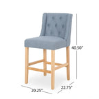 Tabourets de comptoir à dossier haut capitonnés, lot de 2 – Beige / Gris clair / Bleu clair