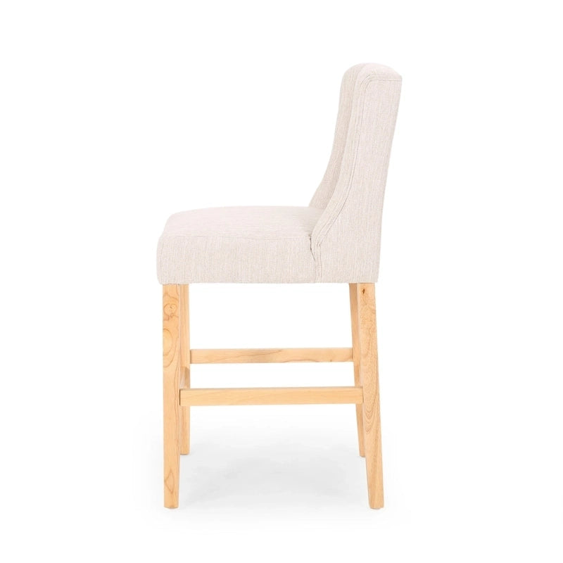 Tabourets de comptoir à dossier haut capitonnés, lot de 2 – Beige / Gris clair / Bleu clair