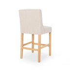Tabourets de comptoir à dossier haut capitonnés, lot de 2 – Beige / Gris clair / Bleu clair
