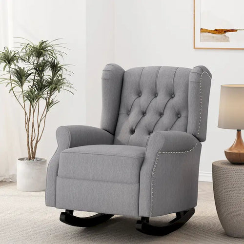 Dobles Fabric Tufted Wingback Rocking Chair by Christopher Knight Home