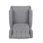 Fauteuil à bascule à oreilles, 1 place, en tissu beige/gris et marron foncé