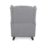Fauteuil à bascule à oreilles, 1 place, en tissu beige/gris et marron foncé