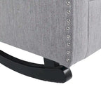 Fauteuil à bascule à oreilles, 1 place, en tissu beige/gris et marron foncé